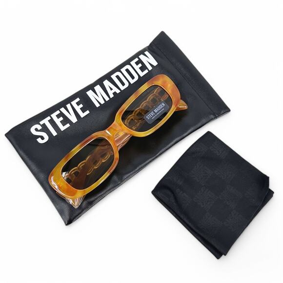 Steve Madden Women Sunglasses Felicia Orange Tortoise Rectangular Frame NWT main image 7